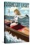 Barnegat Light, New Jersey - Pinup Girl Boating-Lantern Press-Stretched Canvas