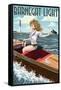 Barnegat Light, New Jersey - Pinup Girl Boating-Lantern Press-Framed Stretched Canvas