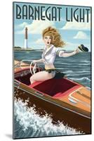 Barnegat Light, New Jersey - Pinup Girl Boating-Lantern Press-Mounted Art Print