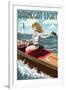 Barnegat Light, New Jersey - Pinup Girl Boating-Lantern Press-Framed Art Print