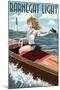 Barnegat Light, New Jersey - Pinup Girl Boating-Lantern Press-Mounted Art Print