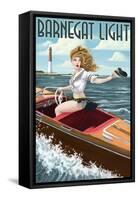 Barnegat Light, New Jersey - Pinup Girl Boating-Lantern Press-Framed Stretched Canvas