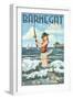 Barnegat Light, New Jersey - Pinup Girl Fishing-Lantern Press-Framed Art Print