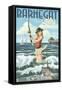 Barnegat Light, New Jersey - Pinup Girl Fishing-Lantern Press-Framed Stretched Canvas