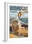 Barnegat Light, New Jersey - Pinup Girl Sailing-Lantern Press-Framed Art Print