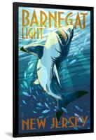 Barnegat Light, New Jersey - Stylized Shark-Lantern Press-Framed Art Print