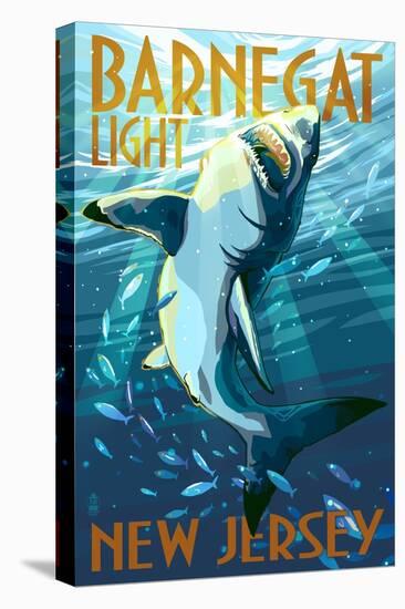 Barnegat Light, New Jersey - Stylized Shark-Lantern Press-Stretched Canvas