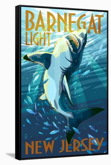 Barnegat Light, New Jersey - Stylized Shark-Lantern Press-Framed Stretched Canvas