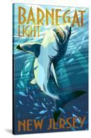 Barnegat Light, New Jersey - Stylized Shark-Lantern Press-Stretched Canvas