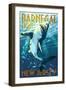 Barnegat Light, New Jersey - Stylized Shark-Lantern Press-Framed Art Print