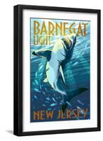 Barnegat Light, New Jersey - Stylized Shark-Lantern Press-Framed Art Print