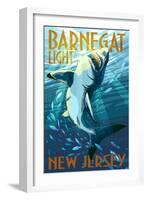Barnegat Light, New Jersey - Stylized Shark-Lantern Press-Framed Art Print