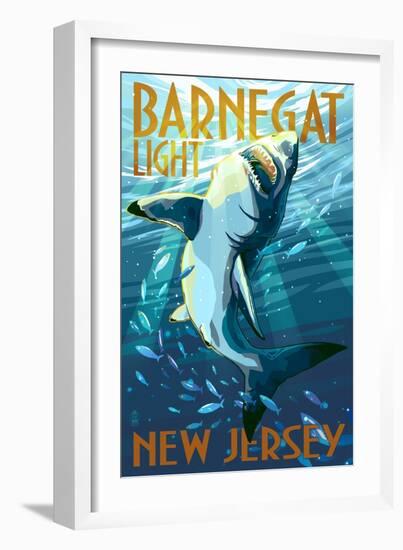 Barnegat Light, New Jersey - Stylized Shark-Lantern Press-Framed Art Print