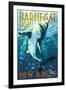 Barnegat Light, New Jersey - Stylized Shark-Lantern Press-Framed Art Print