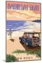Barnegat Light, New Jersey - Woody on the Beach-Lantern Press-Mounted Art Print