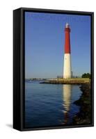 Barnegat Lighthouse Close Up-Lantern Press-Framed Stretched Canvas