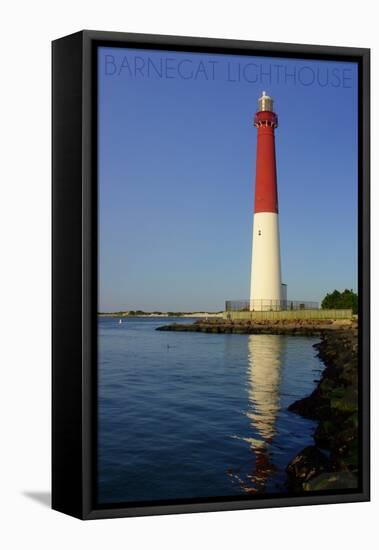 Barnegat Lighthouse Close Up-Lantern Press-Framed Stretched Canvas