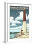 Barnegat Lighthouse - New Jersey Shore-Lantern Press-Framed Art Print