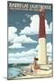 Barnegat Lighthouse - New Jersey Shore-Lantern Press-Mounted Art Print