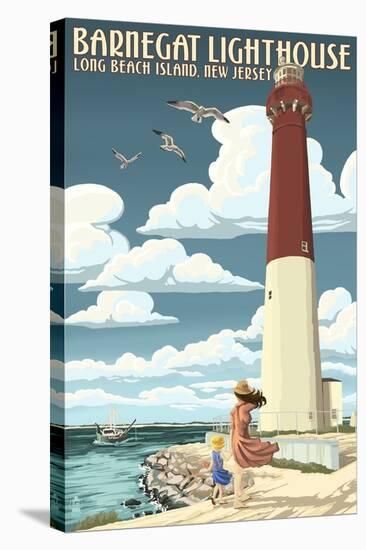 Barnegat Lighthouse - New Jersey Shore-Lantern Press-Stretched Canvas