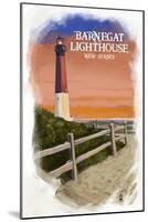 Barnegat Lighthouse - New Jersey - Watercolor-Lantern Press-Mounted Art Print