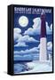 Barnegat Lighthouse - Snow Scene - New Jersey Shore-Lantern Press-Framed Stretched Canvas