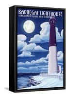 Barnegat Lighthouse - Snow Scene - New Jersey Shore-Lantern Press-Framed Stretched Canvas