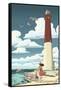 Barnegat Lighthouse-Lantern Press-Framed Stretched Canvas