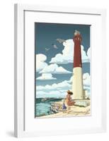 Barnegat Lighthouse-Lantern Press-Framed Art Print