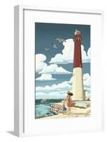Barnegat Lighthouse-Lantern Press-Framed Art Print
