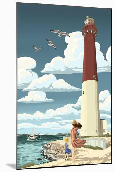 Barnegat Lighthouse-Lantern Press-Mounted Art Print