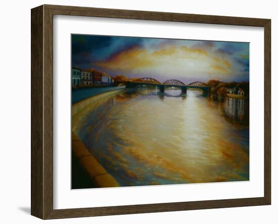Barnes Bridge, 2006 Thames River Sunset-Lee Campbell-Framed Giclee Print