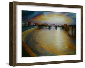 Barnes Bridge, 2006 Thames River Sunset-Lee Campbell-Framed Giclee Print