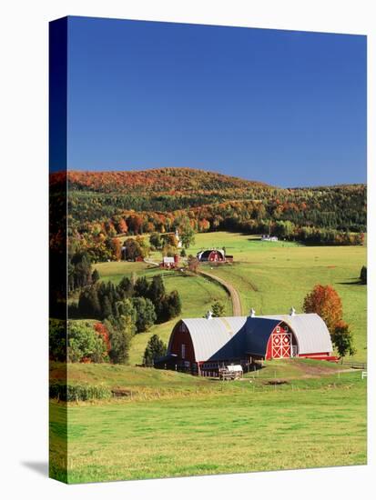 Barnet, View of Farm in Autumn, Northeast Kingdom, Vermont, USA-Walter Bibikow-Stretched Canvas