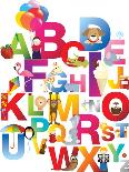 The Complete Childrens English Alphabet Spelt out with Different Fun Cartoon Animals and Toys-barney boogles-Framed Art Print