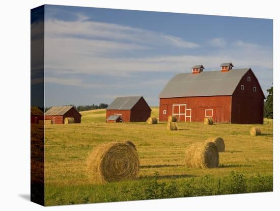 Barns and Hay Bales in Field-Darrell Gulin-Stretched Canvas