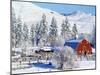 Barns in winter, Methow Valley, Washington, USA-Charles Gurche-Mounted Premium Photographic Print