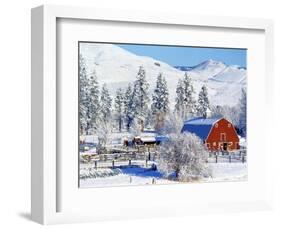 Barns in winter, Methow Valley, Washington, USA-Charles Gurche-Framed Photographic Print