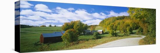 Barns Near a Road, Jenny Farm, Vermont, New England, USA-null-Stretched Canvas