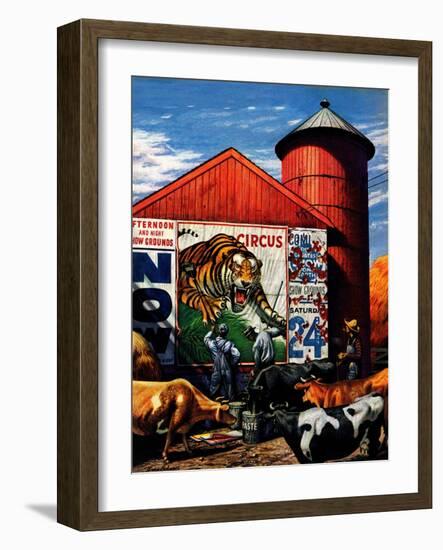 "Barnside Circus Poster," August 4, 1945-Stevan Dohanos-Framed Giclee Print