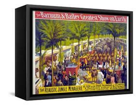 Barnum and Bailey Circus Showing Animals on Display and Performers Beneath Palm Trees. 1897-null-Framed Stretched Canvas