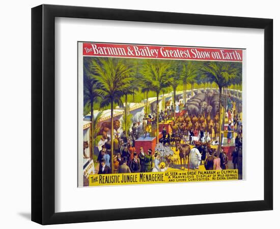 Barnum and Bailey Circus Showing Animals on Display and Performers Beneath Palm Trees. 1897-null-Framed Art Print