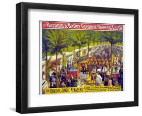 Barnum and Bailey Circus Showing Animals on Display and Performers Beneath Palm Trees. 1897-null-Framed Art Print
