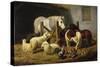 Barnyard, 1860-Arthur Fitzwilliam Tait-Stretched Canvas