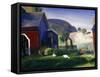 Barnyard and Chickens-George Wesley Bellows-Framed Stretched Canvas