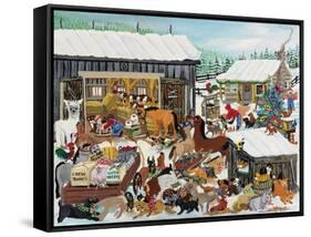 Barnyard Christmas Party-Carol Salas-Framed Stretched Canvas