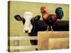 Barnyard Cow-Lowell Herrero-Stretched Canvas