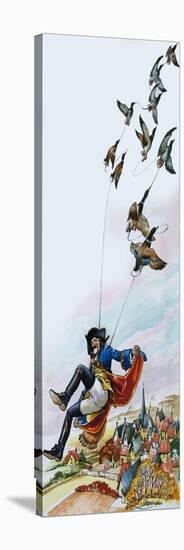 Baron Munchausen Being Carried Away by Ducks-Nadir Quinto-Stretched Canvas