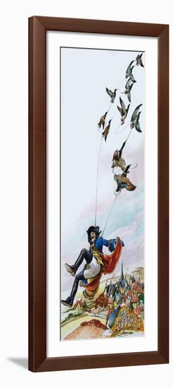 Baron Munchausen Being Carried Away by Ducks-Nadir Quinto-Framed Giclee Print