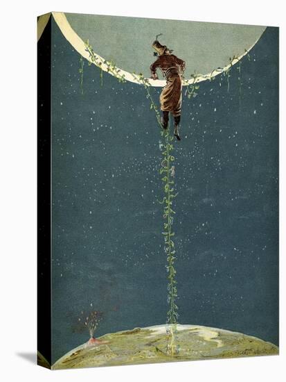 Baron Munchausen Climbs Up to the Moon by Way of a Turkey Bean Plant, from 'The Adventures of…-Alphonse Adolphe Bichard-Stretched Canvas